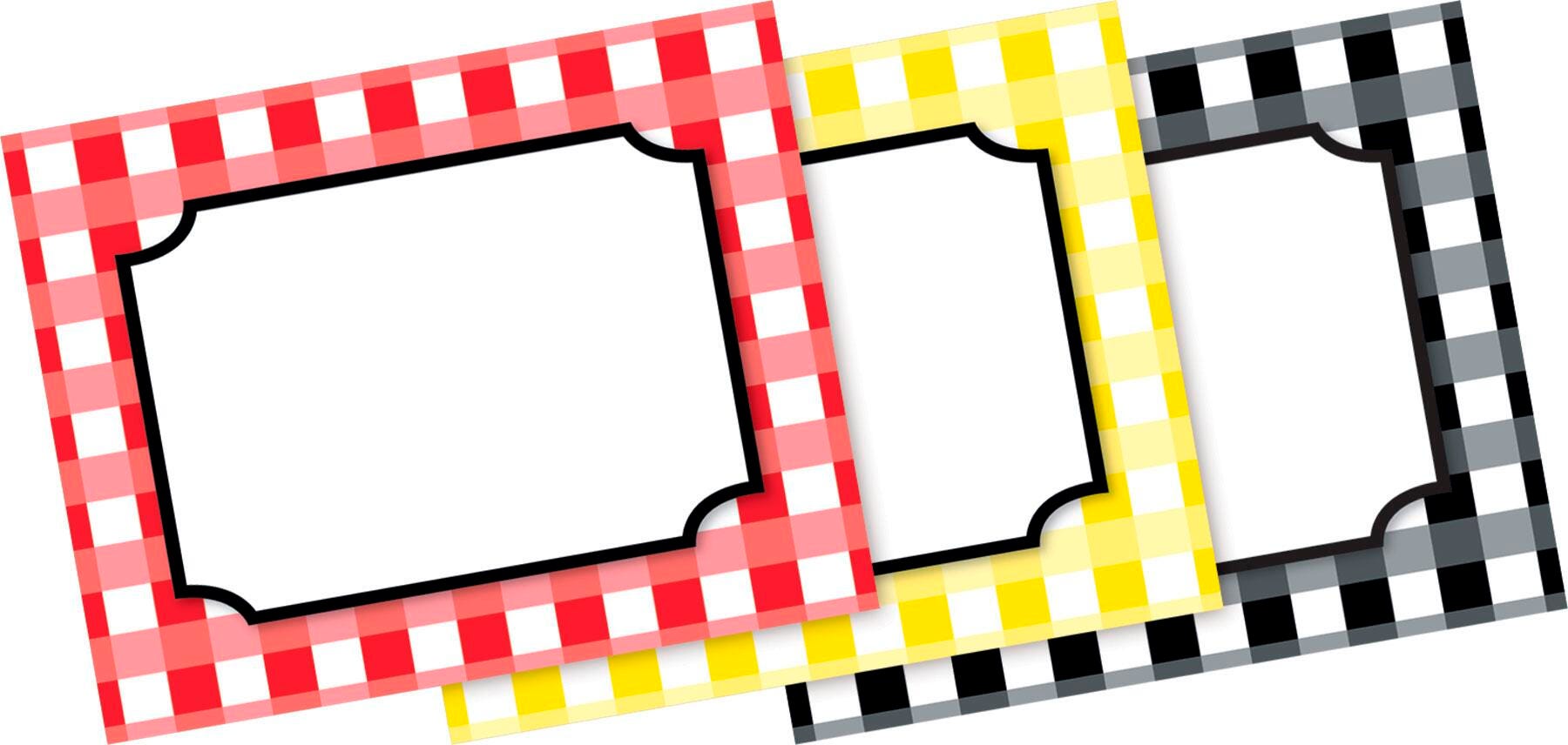 Barker Creek Name Tags, Buffalo Plaid, 3-1/2 x 2-3/4 Inches, Pack of 45, Item Number 1569892